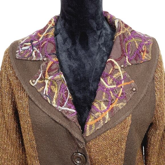 Multiples Jewel Tone Button Front Cardigan Sweater - Size M, PRE-OWNED - Picture 5 of 7